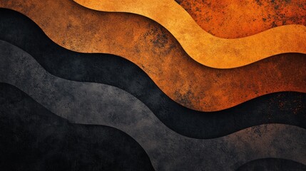 Wall Mural - Abstract Orange and Black Waves Texture Background