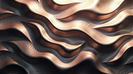 Aufkleber - Abstract Metallic Waves Textured Surface Design with Undulating Patterns and Subtle Light Reflections