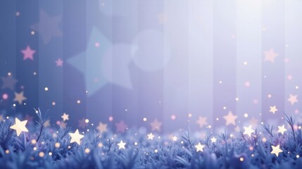 Poster - enchanted meadow of glowing stars at dusk a serene dreamlike landscape