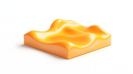 Aufkleber - Smooth Flowing Abstract Wave with Vibrant Orange Geometric Shapes and Elegant 3D Render