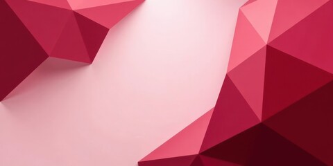Poster - Abstract Pink and Crimson Geometric Shapes Background Design with Central Copy Space