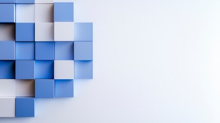 Poster - Abstract Geometric Background with Blue and White Cubes