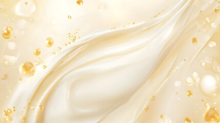 Poster - Vibrant holographic and iridescent background with splashing flowing champagne or sparkling wine liquid against a beige and golden gradient  abstract design perfect for wedding themes and branding