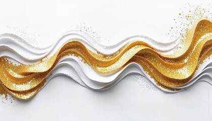 Fototapete - Artistic splash of gold and white tones with textured gradients resembling glitter waves