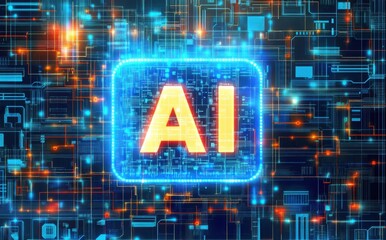 Poster - Artificial Intelligence Processor Concept. AI Big Data Array stock photo