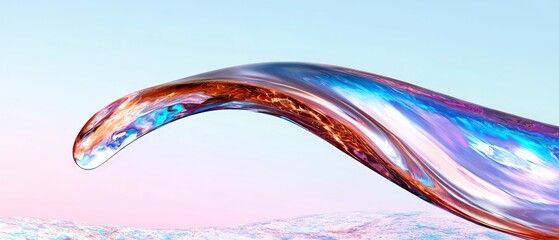 Wall Mural - Abstract Iridescent Liquid Wave with Brown Blue and Purple Gradient