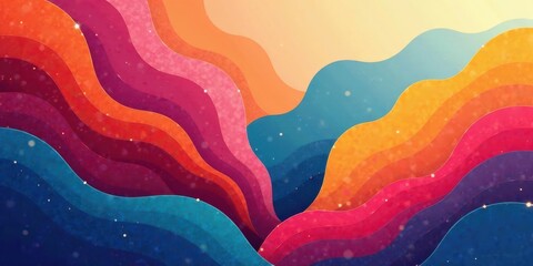 Poster - Vibrant Hues Cascading in a Serene Wave Pattern, Evoking Feelings of Joy and Tranquility Through Abstract Art