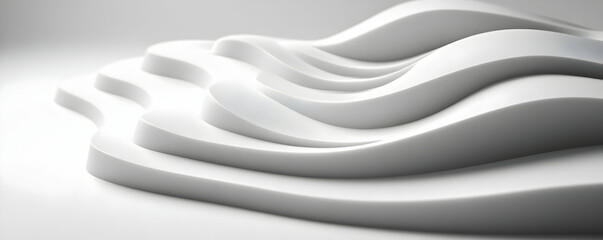 Poster - White abstract waves, layered texture