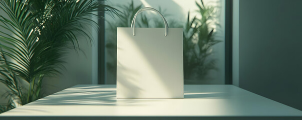 Sticker - Sunlit paper bag, plants, window