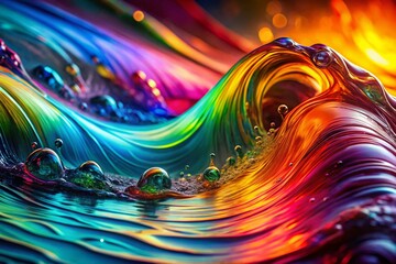 Aufkleber - Vibrant Rainbow Neon Fluid Wave Abstract Macro Wallpaper