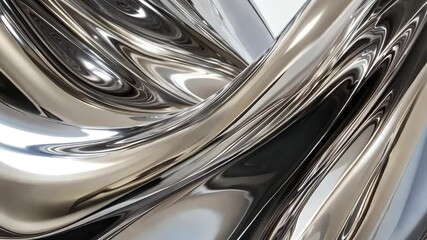Poster - Intricate metallic waves capture light and create a mesmerizing display of movement and texture in a modern artistic creation. Generative AI