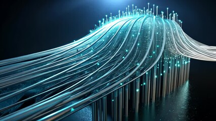 Poster - Discover the mesmerizing flow of luminescent data streams in an abstract digital landscape rich in innovation and creativity. Generative AI
