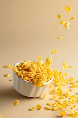 Poster - Dry honey cornflakes in a ceramic plate.