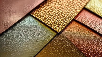 Poster - Captivating interplay of colors and textures in luminous glass panels located in an artistic studio. Generative AI