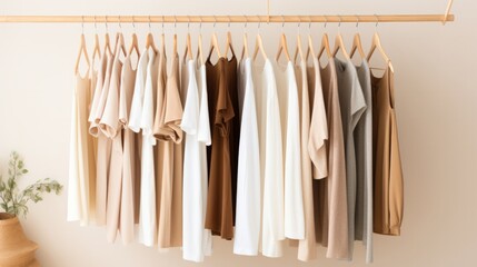 Poster - Embracing simplicity with a sustainable minimalist wardrobe in soft tones. Generative AI
