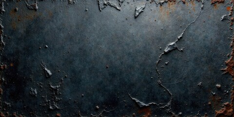 Poster - Dark Metal Surface Texture  A Weathered Industrial Background with Rust and Cracks