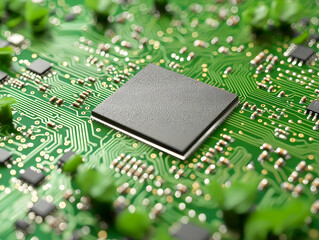 Poster - Green Circuit Board Chip Nature Tech