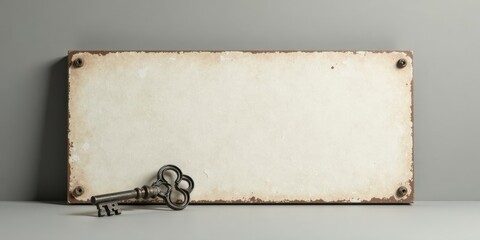 Poster - Rustic Key and Blank Sign A Vintage Composition for Design Inspiration and Creative Projects