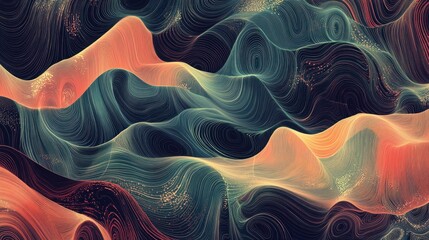 Wall Mural - Abstract Swirling Landscape: A Symphony of Hues and Curves