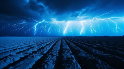 Poster - Dynamic surge of natural energy  capturing the power of lightning with vibrant colors and motion