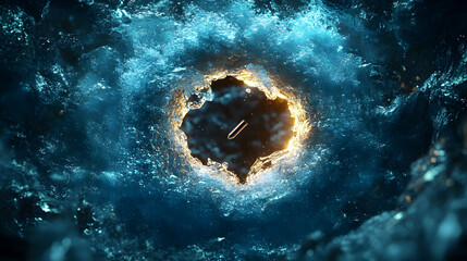 Wall Mural - Glowing portal in swirling water, abstract art
