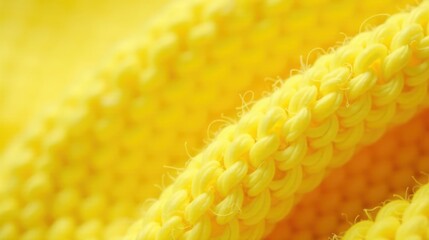 Aufkleber - Close-up view of vibrant yellow textile fiber, intricate woven texture, detailed macro photography of a soft, bright fabric with a looped structure.