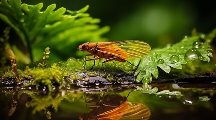 Poster - Captivating macro photography showcasing intricate insect and resin textures with a clean background