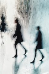 Poster - Exploring Urban Motion: A Captivating Abstract Reflection of People Walking Through Water, Creating a Unique Blend of Distortion and Modern Artistry