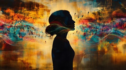 Aufkleber - Abstract Art Representation of Human Mind and Emotions in Profile