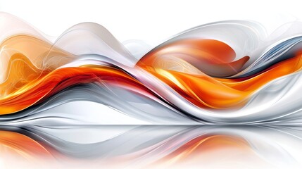 Poster - Vivid Abstract Flowing Waves Background, Smooth Gradients, Clean Design, Orange and Red