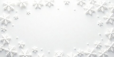 Poster - Winter Wonderland A Festive Frame of Delicate White Snowflakes on a Pristine White Background