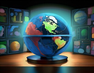 globe on the screen