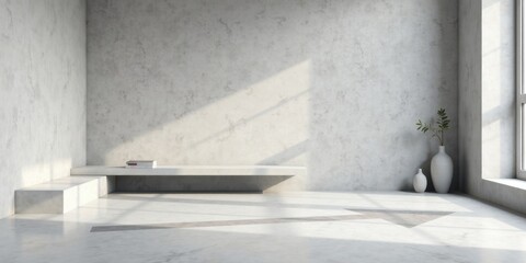 Aufkleber - Sunlit Minimalist Interior with Modern Floating Shelf and Simple Decor