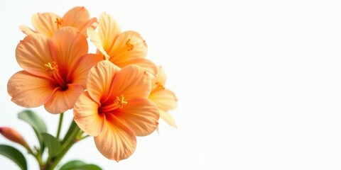 Poster - Close-up view of delicate peach-colored blossoms, showcasing intricate petal details against a bright, clean background, ideal for greeting cards or springtime themes.