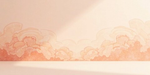 Poster - pastel peach blossom wall with empty stage for product presentation