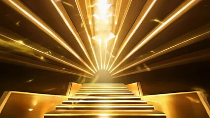 Poster - minimal modern product display golden podium with scenic lights