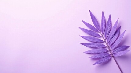 Poster - Serene Lavender Leaf Branch on Soft Lilac Background, a Minimalist Botanical Design Element for Elegant Projects