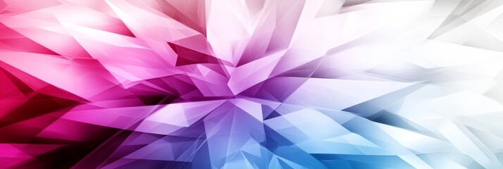 Poster - Abstract, Dynamic Background of Layered Triangles, Gradient Blue to Magenta, and Bright Saturation.