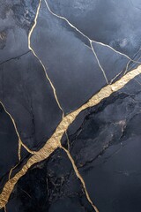 Poster - The background showcases dark marble with liquid gold veins intricately flowing throughout, evoking a sense of luxury and sophistication suitable for various design applications