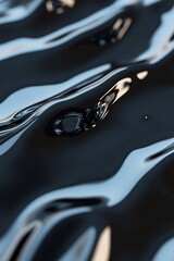 Poster - Endless ripples dance across a deep black liquid surface, reflecting streaks of light that evoke a sense of depth and mystery. The movement suggests an infinite abyss, mesmerizing in its stillness