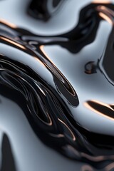 Poster - A deep black liquid surface creates an infinite ripple effect, reflecting fleeting streaks of light. This captivating phenomenon suggests an alluring yet mysterious abyss, drawing viewers in