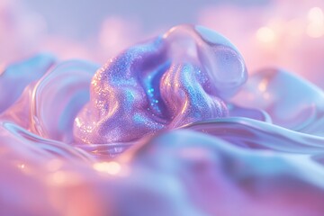 Poster - Soft metallic haze swirls in mid-air, reflecting vibrant blue and purple hues. The effect evokes a sense of mystery and a futuristic ambiance, inviting exploration