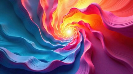 Poster - Abstract Swirling Tunnel of Vibrant Hues Leading to a Bright Light Source