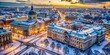 Winter Cityscape: Snowy Street with Copy Space for Text - Stock Photo