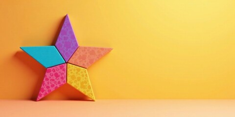 Aufkleber - Vibrant Five-Pointed Star Against a Sunny Yellow Background, Ideal for Festive Celebrations and Design Projects
