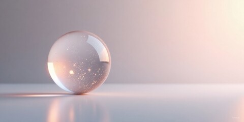Poster - Illuminated Glass Sphere with Internal Shimmering Particles on a Subtle Gradient Background