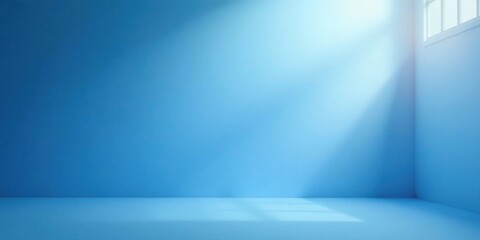 Aufkleber - Serene Blue Room Corner with Sunlight Streaming Through Window