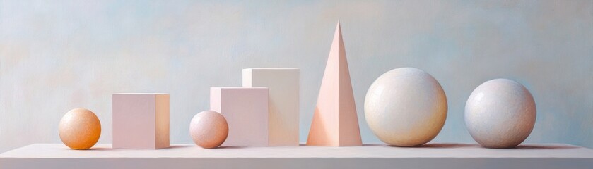 Poster - soft shapes and pastel hues create a harmonious arrangement of geometric forms. the composition feat