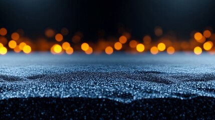 Wall Mural - Dark blue textured surface glows subtly under warm bokeh lights. AI Generated