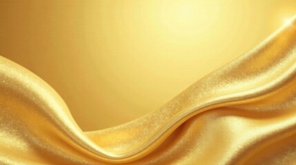 Aufkleber - Golden Fabric Draped in Elegant Waves, Showing Rich Texture and Subtle Shimmering Highlights
